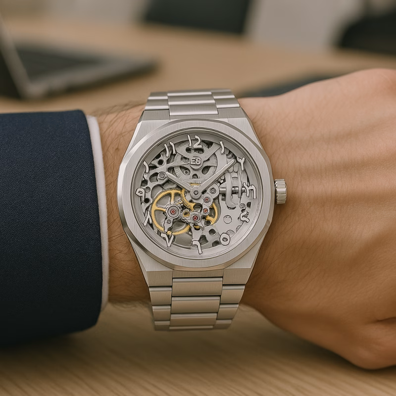 BUGOLINI Venividi Deluxe - Stalen automatisch horloge - Seagull automatisch uurwerk - Waterdicht - Inkortbare stalen band - Zilver - Afbeelding 6