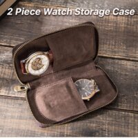 BUGOLINI Antiqus2 - Double Watch Case Bag Holder - Vintage Leather with Zipper Pouch - Image 4
