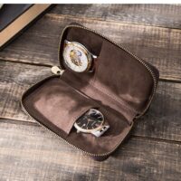 BUGOLINI Antiqus2 - Double Watch Case Bag Holder - Vintage Leather with Zipper Pouch - Image 7