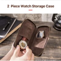 BUGOLINI Antiqus2 - Double Watch Case Bag Holder - Vintage Leather with Zipper Pouch - Image 8