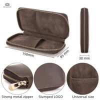 BUGOLINI Antiqus2 - Double Watch Case Bag Holder - Vintage Leather with Zipper Pouch - Image 2