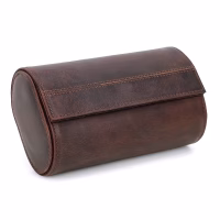 BUGOLINI ANTIQUS10 - Double Watch Holder - Leather Watch Holder with Button Closure - Suitable for 2 Watches