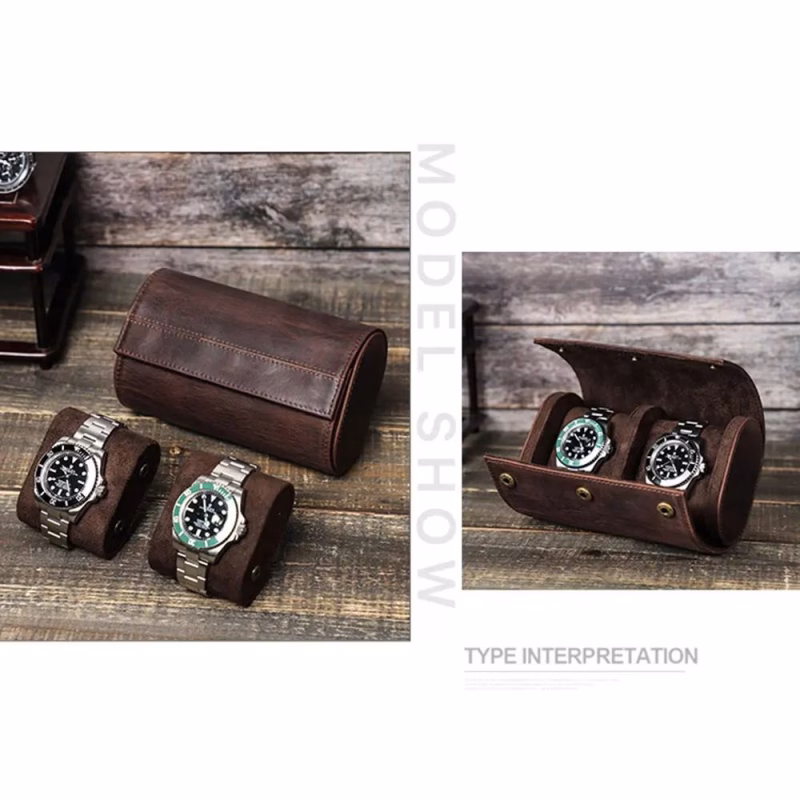 BUGOLINI ANTIQUS10 - Double Watch Holder - Leather Watch Holder with Button Closure - Suitable for 2 Watches - Image 10