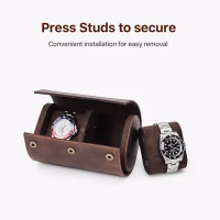 BUGOLINI ANTIQUS10 - Double Watch Holder - Leather Watch Holder with Button Closure - Suitable for 2 Watches - Image 11