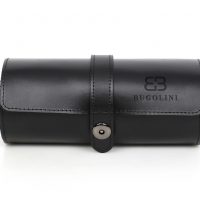 BUGOLINI ANTIQUS3 - Leather Watch Box with 3 Slots - Retro Watch Holder - Genuine Leather - Black