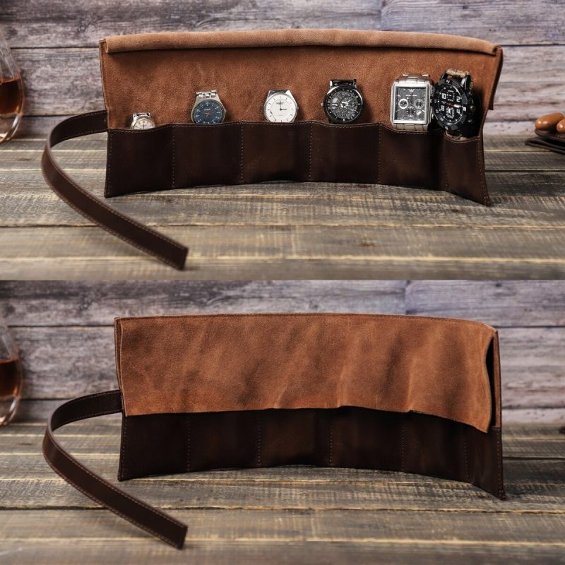 BUGOLINI ANTIQUS4 - Leather Watch Box with 6 Slots - Retro Watch Holder - Genuine Leather - Image 6