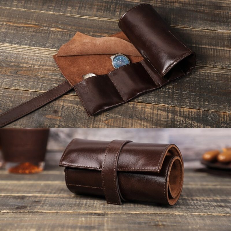 BUGOLINI ANTIQUS4 - Leather Watch Box with 6 Slots - Retro Watch Holder - Genuine Leather - Image 7