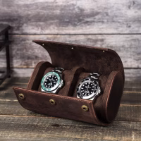 BUGOLINI ANTIQUS10 - Double Watch Holder - Leather Watch Holder with Button Closure - Suitable for 2 Watches - Image 3
