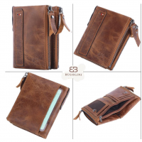 BUGOLINI VINDICI - Wallet with Genuine leather and RFID protection - Compact & Extended Double Zipper Wallet - Image 6