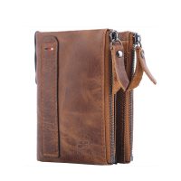BUGOLINI VINDICI - Wallet with Genuine leather and RFID protection - Compact & Extended Double Zipper Wallet