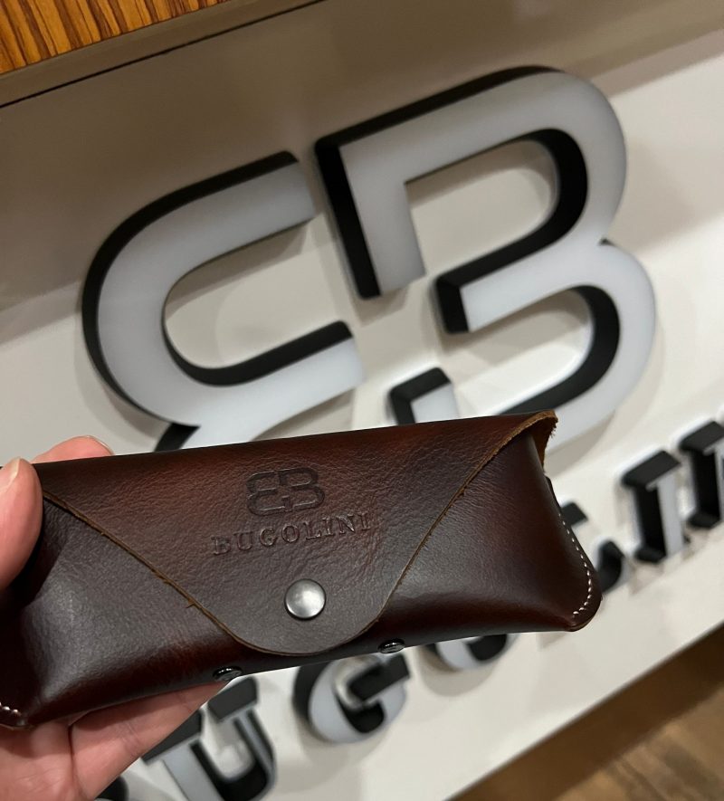 BUGOLINI® ACE – Leather Glasses Case – Genuine Leather Glasses Holder – Button Closure – Dark Brown - Image 8