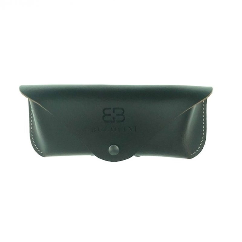 BUGOLINI® ACE – Leather Glasses Case – Genuine Leather Glasses Holder – Button Closure – Dark Brown - Image 3