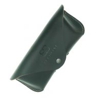 BUGOLINI® ACE – Leather Glasses Case – Genuine Leather Glasses Holder – Button Closure – Dark Brown