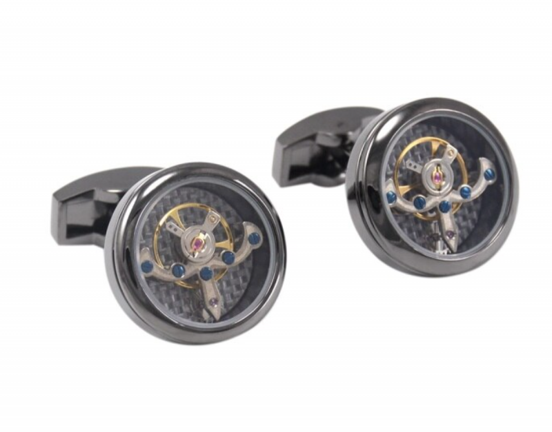 BUGOLINI CUFF V3 - Tourbillon Mechanical Cufflinks With Rotating Parts - DESIGNER CUFFLINKS Suitable For Any Suit