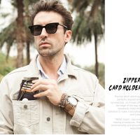 BUGOLINI INVENIRE - Genuine Leather Wallet RFID with Room for 4 Cards - Coins - IOS Airtag With Anti-Theft Chain - Brown - Image 2