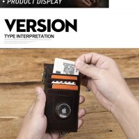 BUGOLINI INVENIRE - Genuine Leather Wallet RFID with Room for 4 Cards - Coins - IOS Airtag With Anti-Theft Chain - Brown - Image 6