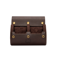 BUGOLINI ANTIQUS8 – 2 Slots Leather Watch Holder With Button Clasp - Retro Watch Holder - Genuine Leather - Coffee - Image 9