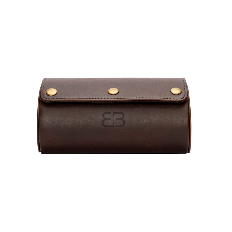 BUGOLINI ANTIQUS8 – 2 Slots Leather Watch Holder With Button Clasp - Retro Watch Holder - Genuine Leather - Coffee - Image 8