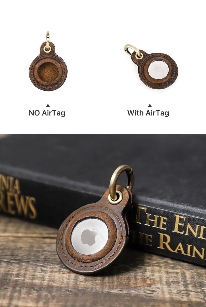 BUGOLINI ISAIAS - Genuine Leather Airtag Case - Case - Protective Cover - Case - Suitable for Apple Airtag - Coffee - Image 4