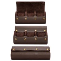 BUGOLINI ANTIQUS9 – 3 Slots Leather Watch Holder With Button Clasp - Retro Watch Holder - Genuine Leather - Coffee - Image 6