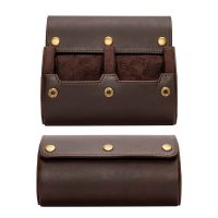 BUGOLINI ANTIQUS8 – 2 Slots Leather Watch Holder With Button Clasp - Retro Watch Holder - Genuine Leather - Coffee - Image 4