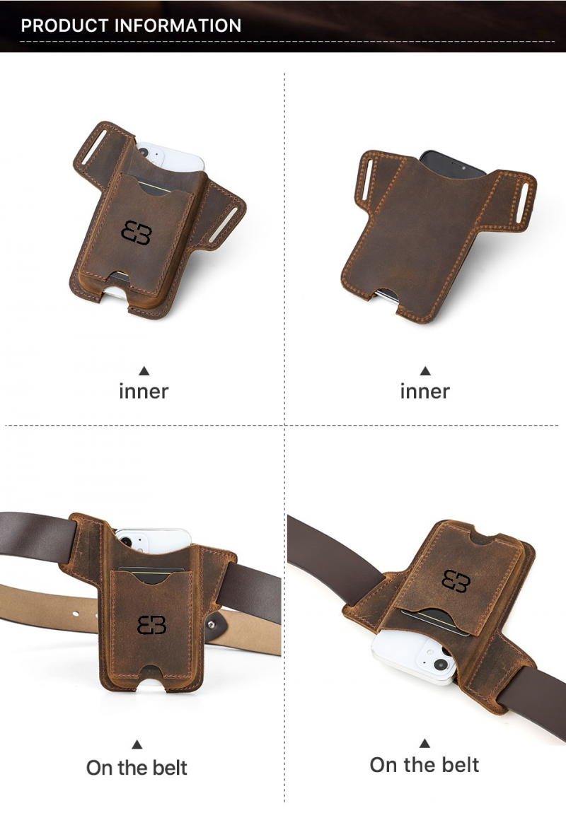 BUGOLINI SILAS - Portable Phone Holder For Men - Genuine Leather - Smartphone up to 6.1 inch - Coffee - Image 10