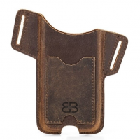 BUGOLINI SILAS - Portable Phone Holder For Men - Genuine Leather - Smartphone up to 6.1 inch - Coffee