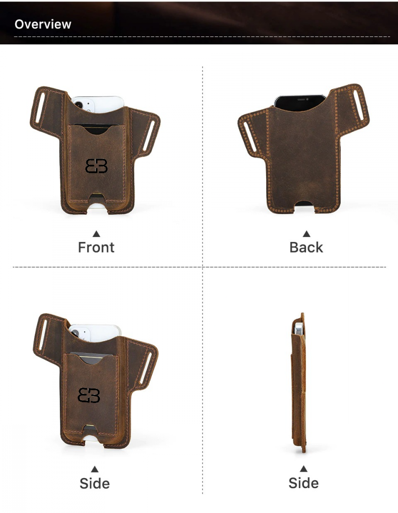 BUGOLINI SILAS - Portable Phone Holder For Men - Genuine Leather - Smartphone up to 6.1 inch - Coffee - Image 4