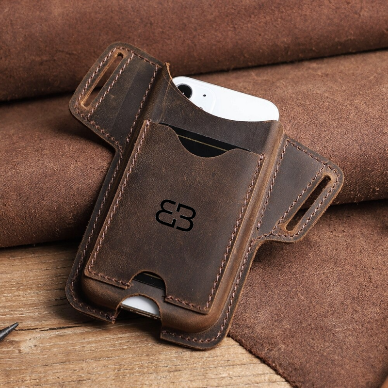 BUGOLINI SILAS - Portable Phone Holder For Men - Genuine Leather - Smartphone up to 6.1 inch - Coffee - Image 5