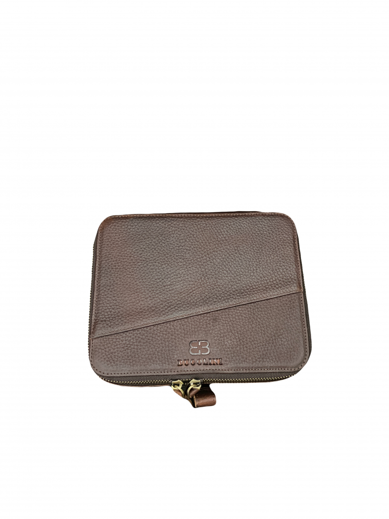 BUGOLINI Oreana - 6 Slots Protective Case For Watch Straps - With Two Multifunctional Inner Pockets - With One Large Outer Pocket - Genuine Leather - With Button Closure - Brown - Image 3