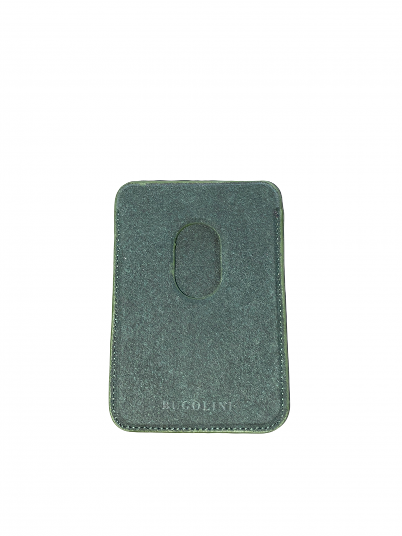 BUGOLINI Magnus - Magnetic Alcantara Card Holder - Magsafe - Alcantara Italy - Dark Green - Image 6