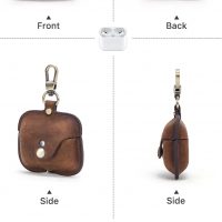 BUGOLINI Nero - Genuine Leather Cover - Handmade - Protective Cover - Case - Suitable for Apple Airpods 3 / Airpods Pro - Coffee - Image 8