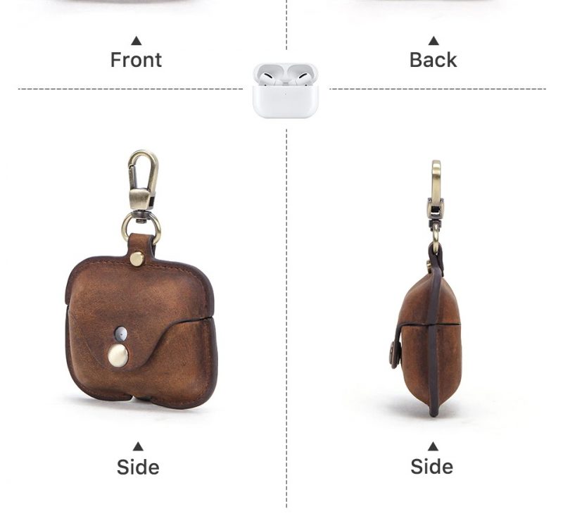 BUGOLINI Nero - Genuine Leather Cover - Handmade - Protective Cover - Case - Suitable for Apple Airpods 3 / Airpods Pro - Coffee - Image 8