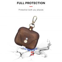 BUGOLINI Nero - Genuine Leather Cover - Handmade - Protective Cover - Case - Suitable for Apple Airpods 3 / Airpods Pro - Coffee - Image 3