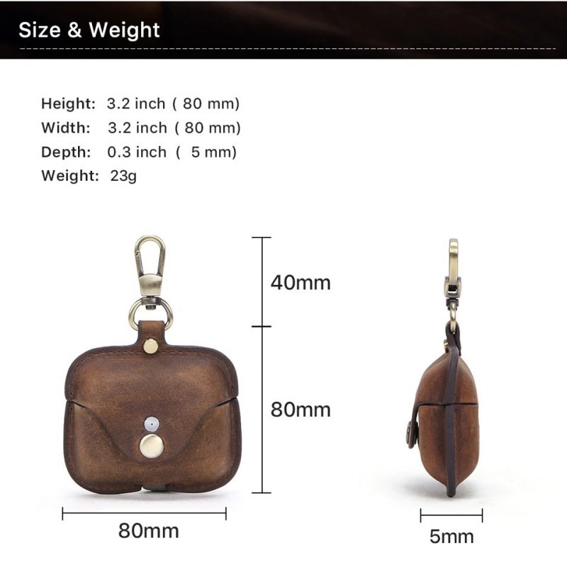 BUGOLINI Nero - Genuine Leather Cover - Handmade - Protective Cover - Case - Suitable for Apple Airpods 3 / Airpods Pro - Coffee - Image 12