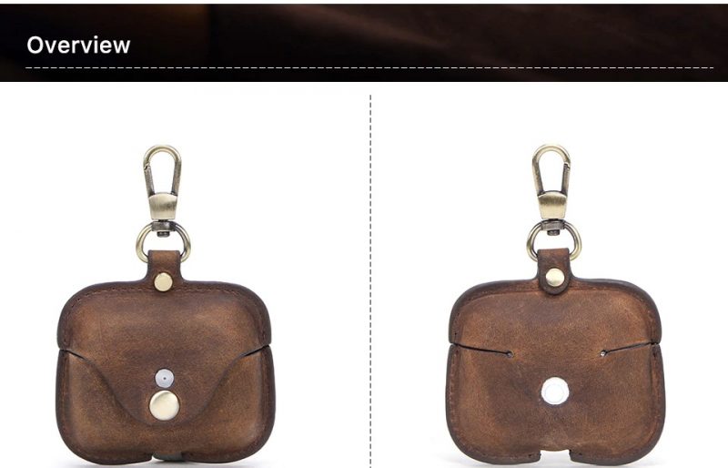 BUGOLINI Nero - Genuine Leather Cover - Handmade - Protective Cover - Case - Suitable for Apple Airpods 3 / Airpods Pro - Coffee - Image 7