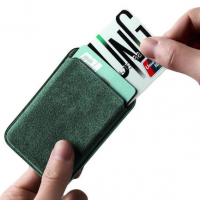 BUGOLINI Magnus - Magnetic Alcantara Card Holder - Magsafe - Alcantara Italy - Dark Green - Image 2