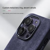 BUGOLINI Alcan-X - Magnetic Alcantara Case Cover Suitable for iPhone 13 Pro MAX - 9002 Alcantara Italy - Cyan - Image 4