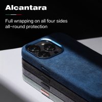 BUGOLINI Alcan-X - Magnetic Alcantara Case Cover Suitable for iPhone 13 Pro MAX - 9002 Alcantara Italy - Cyan - Image 8
