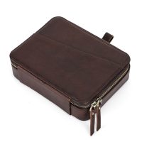 BUGOLINI Oreana - 6 Slots Protective Case For Watch Straps - With Two Multifunctional Inner Pockets - With One Large Outer Pocket - Genuine Leather - With Button Closure - Brown - Image 2