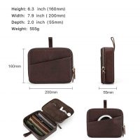 BUGOLINI Oreana - 6 Slots Protective Case For Watch Straps - With Two Multifunctional Inner Pockets - With One Large Outer Pocket - Genuine Leather - With Button Closure - Brown - Image 5