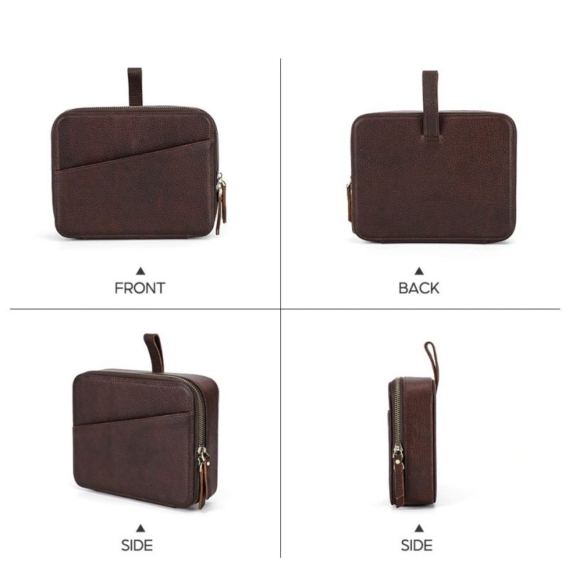 BUGOLINI Oreana - 6 Slots Protective Case For Watch Straps - With Two Multifunctional Inner Pockets - With One Large Outer Pocket - Genuine Leather - With Button Closure - Brown - Image 6