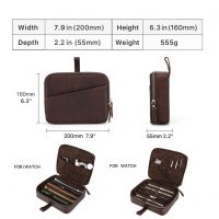 BUGOLINI Oreana - 6 Slots Protective Case For Watch Straps - With Two Multifunctional Inner Pockets - With One Large Outer Pocket - Genuine Leather - With Button Closure - Brown - Image 11