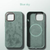 BUGOLINI Alcan-X - Magnetic Alcantara Case Cover Suitable for iPhone 13 Pro MAX - 9002 Alcantara Italy - Cyan - Image 3