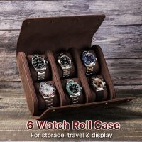 BUGOLINI AntiqusPro - 6 Slots Protective Case For Watches - Genuine Leather - With Button Closure - Brown - Image 3