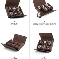 BUGOLINI AntiqusPro - 6 Slots Protective Case For Watches - Genuine Leather - With Button Closure - Brown - Image 11