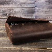 BUGOLINI AntiqusPro - 6 Slots Protective Case For Watches - Genuine Leather - With Button Closure - Brown - Image 7