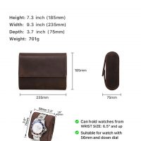 BUGOLINI AntiqusPro - 6 Slots Protective Case For Watches - Genuine Leather - With Button Closure - Brown - Image 9