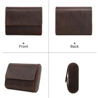 BUGOLINI AntiqusPro - 6 Slots Protective Case For Watches - Genuine Leather - With Button Closure - Brown - Image 10