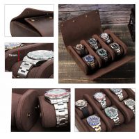 BUGOLINI AntiqusPro - 6 Slots Protective Case For Watches - Genuine Leather - With Button Closure - Brown - Image 14
